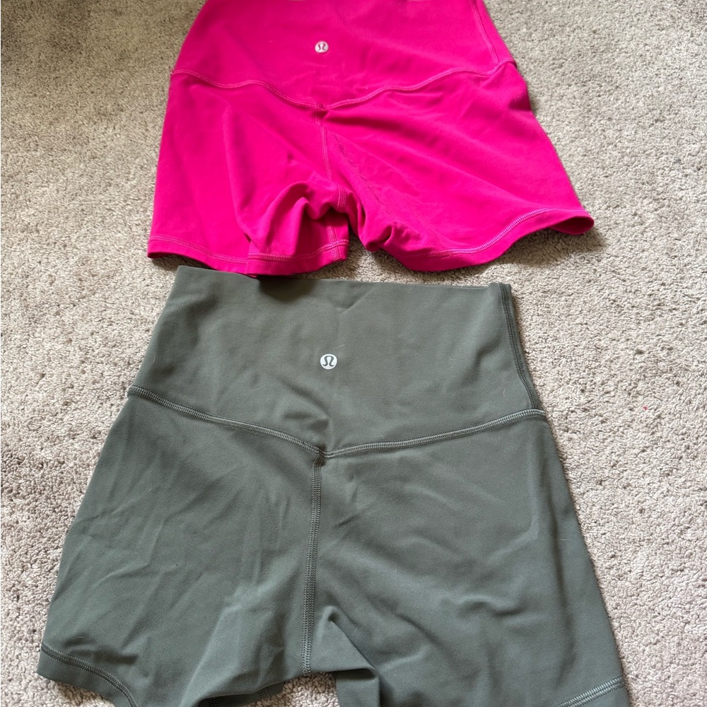 lululemon athletica Women's Bike Shorts - Pink and Green